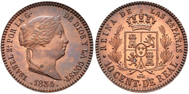 Cy15692.-ISABEL II - 10 Centimo de real 1854 Segovia - FDC