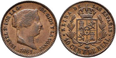 Cy15699.-ISABEL II - 10 Centimo de real 1861 Segovia - SC