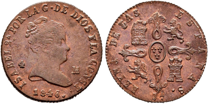 Cy15742.-ISABEL II -  4 Maravedis 1846 Jubia - SC