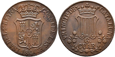 Cy15858.-ISABEL II -  6 Cuartos 1846 Cataluña - SC