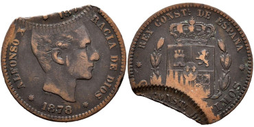 Cy16556V.- ALFONSO XII 5 Céntimos 1878 -Error -  MBC