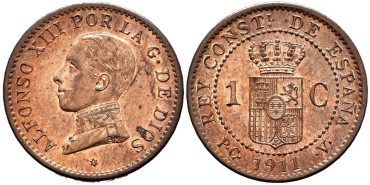 Cy16647K.- ALFONSO XII 1 Centimo 1911 PCV- SC