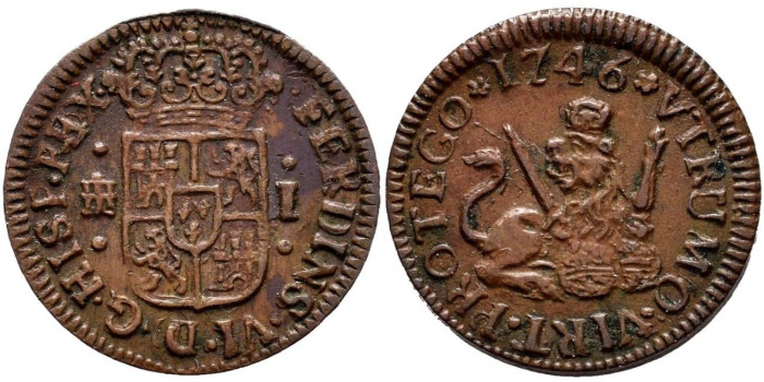 Cy09444.-FERNANDO VI - 1 Maravedi 1746 Segovia - EBC-