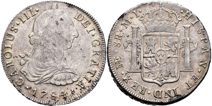 Cy11310.-CARLOS III - 8 Reales 1784 Lima M.I. -MBC