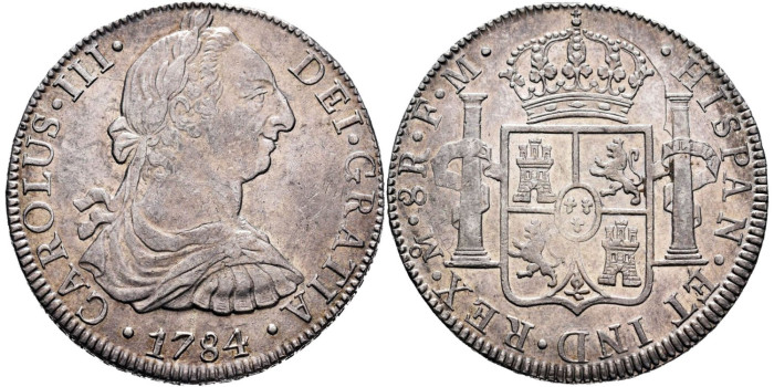 Cy11313.-CARLOS III - 8 Reales 1784 Mexico F.M.- EBC