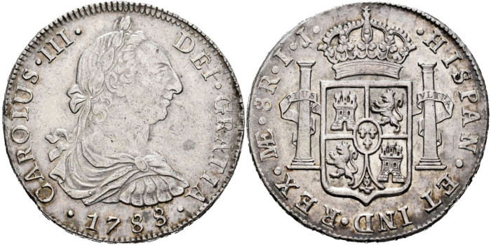 Cy11339.-CARLOS III - 8 Reales 1784 Lima I. J.-EBC