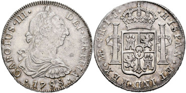 Cy11339.-CARLOS III - 8 Reales 1784 Lima I. J.-EBC