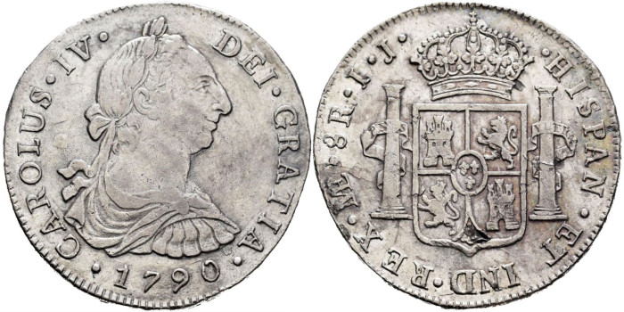 Cy13018.-CARLOS IV - 8 Reales 1790 Lima I.J.- EBC-