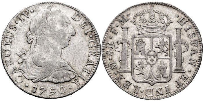 Cy13019.-CARLOS IV - 8 Reales 1790 Mexico F.M.- MBC+