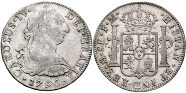 Cy13019.-CARLOS IV - 8 Reales 1790 Mexico F.M.- MBC+