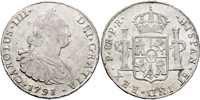 Cy13031.-CARLOS IV - 8 Reales 1791 Potosi P.R.- EBC