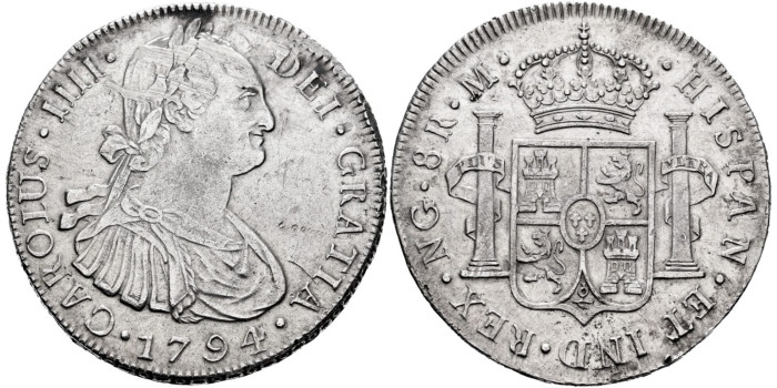 Cy13048.-CARLOS IV - 8 Reales 1794 Guatemala M.- EBC-