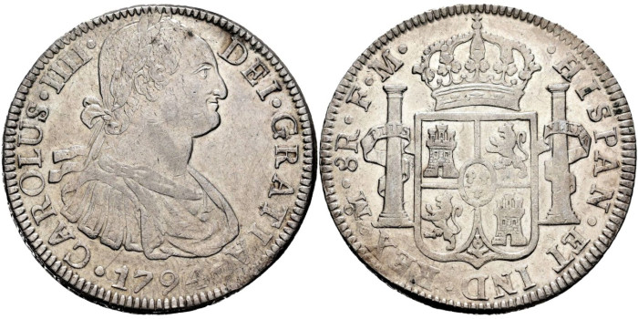Cy13050.-CARLOS IV - 8 Reales 1794 Mexico F.M.- EBC