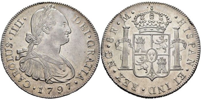 Cy13073.-CARLOS IV - 8 Reales 1797 N. Guatemala M.- SC