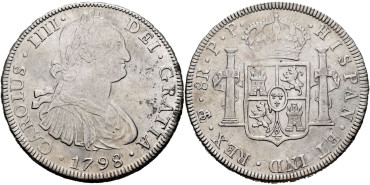 Cy13084.-CARLOS IV - 8 Reales 1798 Potosi P.P.- EBC