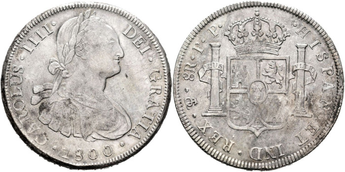 Cy13096.-CARLOS IV - 8 Reales 1800 Potosi P.P.- MBC+