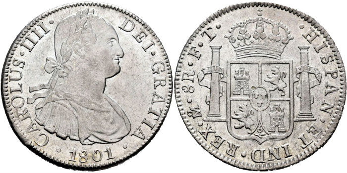 Cy13103.-CARLOS IV - 8 Reales 1801 Mexico F.T.-SC