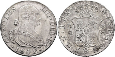 Cy13111.-CARLOS IV - 8 Reales 1802 Madrid F.A.- MBC+