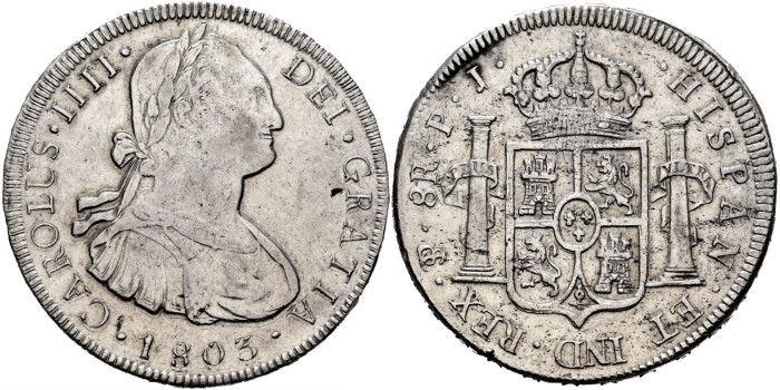 Cy13124.-CARLOS IV - 8 Reales 1803 Potosi P.J.- EBC+