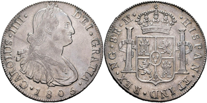Cy13135.-CARLOS IV - 8 Reales 1805 N.Guatemala M.- SC-