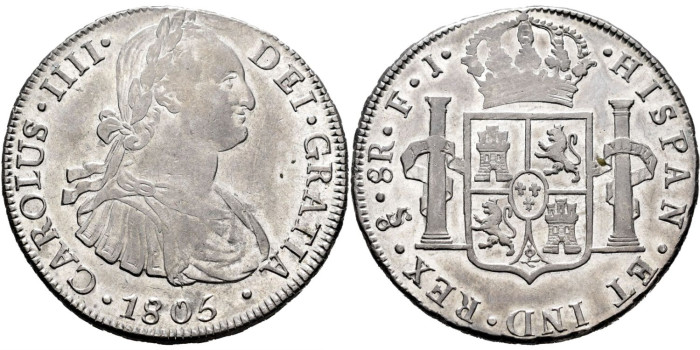 Cy13141.-CARLOS IV - 8 Reales 1805 Santiago F.J.- SC-
