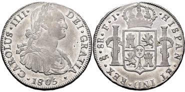 Cy13141.-CARLOS IV - 8 Reales 1805 Santiago F.J.- SC-