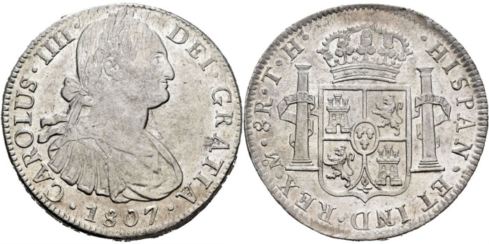 Cy13149.-CARLOS IV - 8 Reales 1807 Mexico T.H.- SC