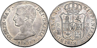 Cy13859.- JOSE NAPOLEON 8 Reales 1809 Madrid I.G.- SC-
