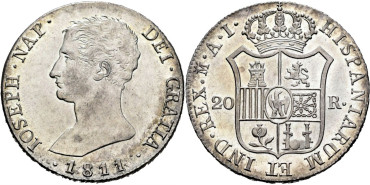 Cy13870.- JOSE NAPOLEON 20 Reales 1811 Madrid A.I.- SC