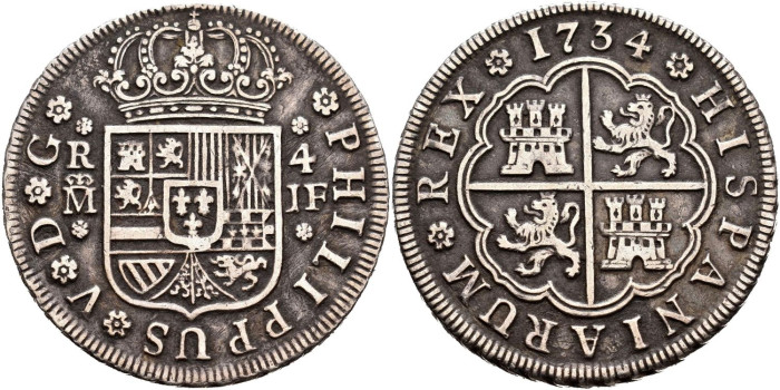 Cy08485.-FELIPE V - 4 Reales 1734 Madrid J.F.-EBC-