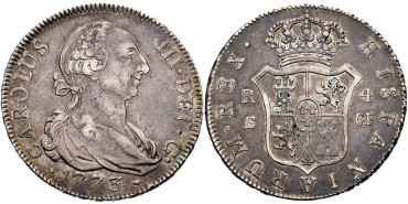 Cy11001.-CARLOS III - 4 Reales 1773 Sevilla C.F.-EBC