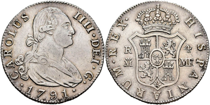 Cy12894.-CARLOS IV- 4 Reales 1791 Madrid M.F.-SC-