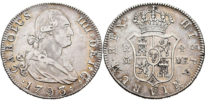 Cy12908.-CARLOS IV - 4 Reales 1793 Madrid M.F.-EBC-
