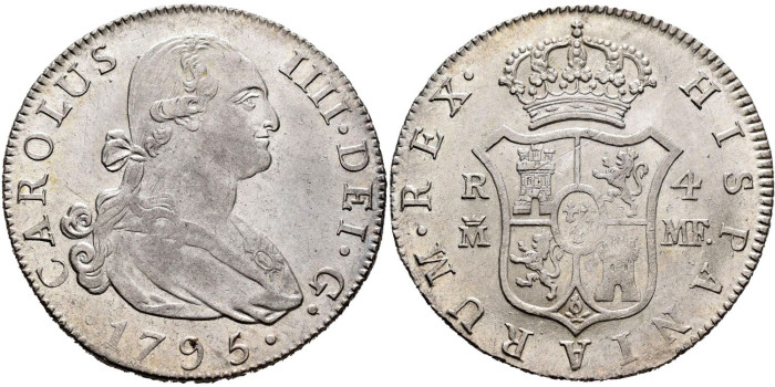 Cy12920.-CARLOS IV - 4 Reales 1795 Madrid M.F.-SC
