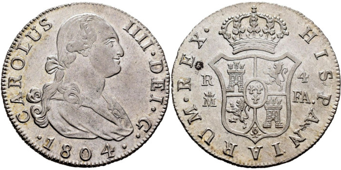Cy12976.-CARLOS IV - 4 Reales 1804 Madrid F.A.-EBC+