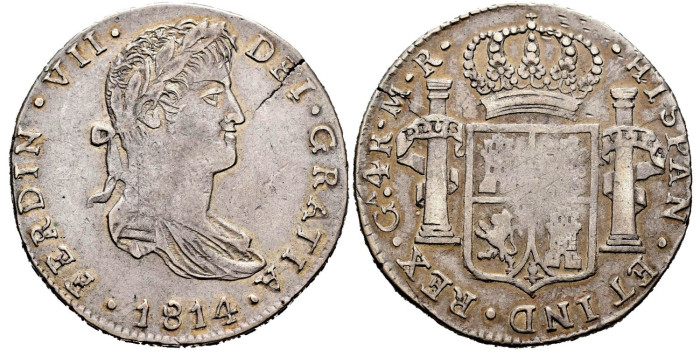 Cy14837.-FERNANDO VII - 4 Reales 1814 Guadalajara M.-MBC+