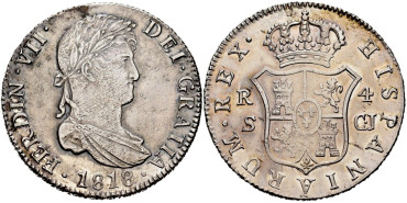 Cy14870.-FERNANDO VII - 4 Reales 1818 Sevilla G.J.-EBC