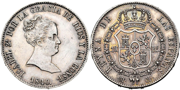 Cy16179.-ISABEL II -  10 Reales 1840 Madrid C.L.-SC-