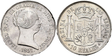 Cy16190.-ISABEL II -  10 Reales 1851 Madrid.-SC