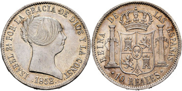 Cy16192.-ISABEL II -  10 Reales 1852 Barcelona.-SC