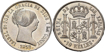 Cy16193.-ISABEL II -  10 Reales 1852 Madrid.-SC