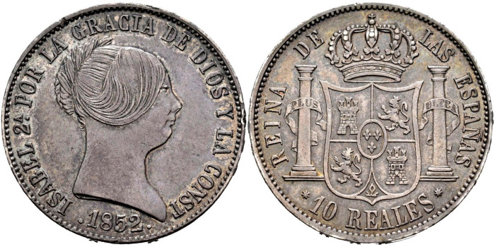 Cy16194.-ISABEL II -  10 Reales 1852 Sevilla.-SC