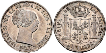 Cy16196.-ISABEL II -  10 Reales 1853 Madrid.-SC