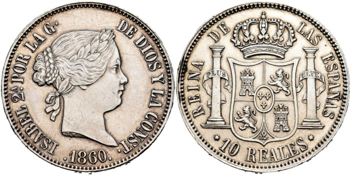 Cy16217.-ISABEL II -  10 Reales 1860 Madrid.-SC
