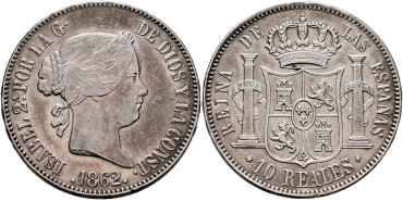 Cy16225.-ISABEL II -  10 Reales 1862 Madrid.-SC