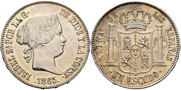 Cy16237.-ISABEL II -  1 Escudo 1865 Madrid.-SC