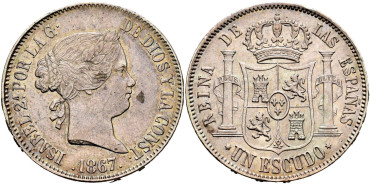 Cy16242.-ISABEL II -  1 Escudo 1867 Madrid.-EBC