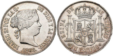 Cy16244.-ISABEL II -  1 Escudo 1868(18-68) Madrid.-SC