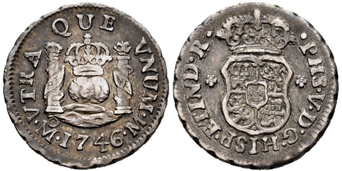 Cy07770.-FELIPE V - 1/2 Real 1746 Mexico M.-MBC