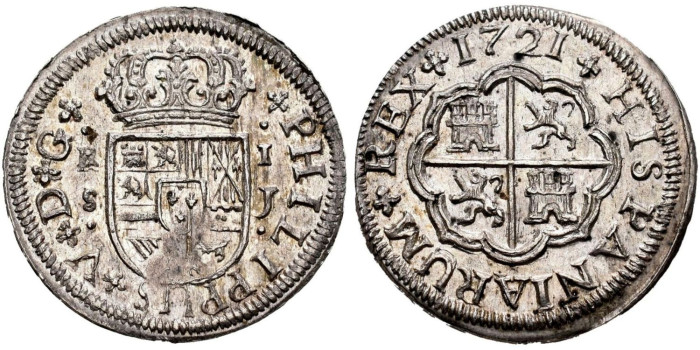 Cy07869.-FELIPE V - 1 Real 1721 Sevilla J.-EBC+